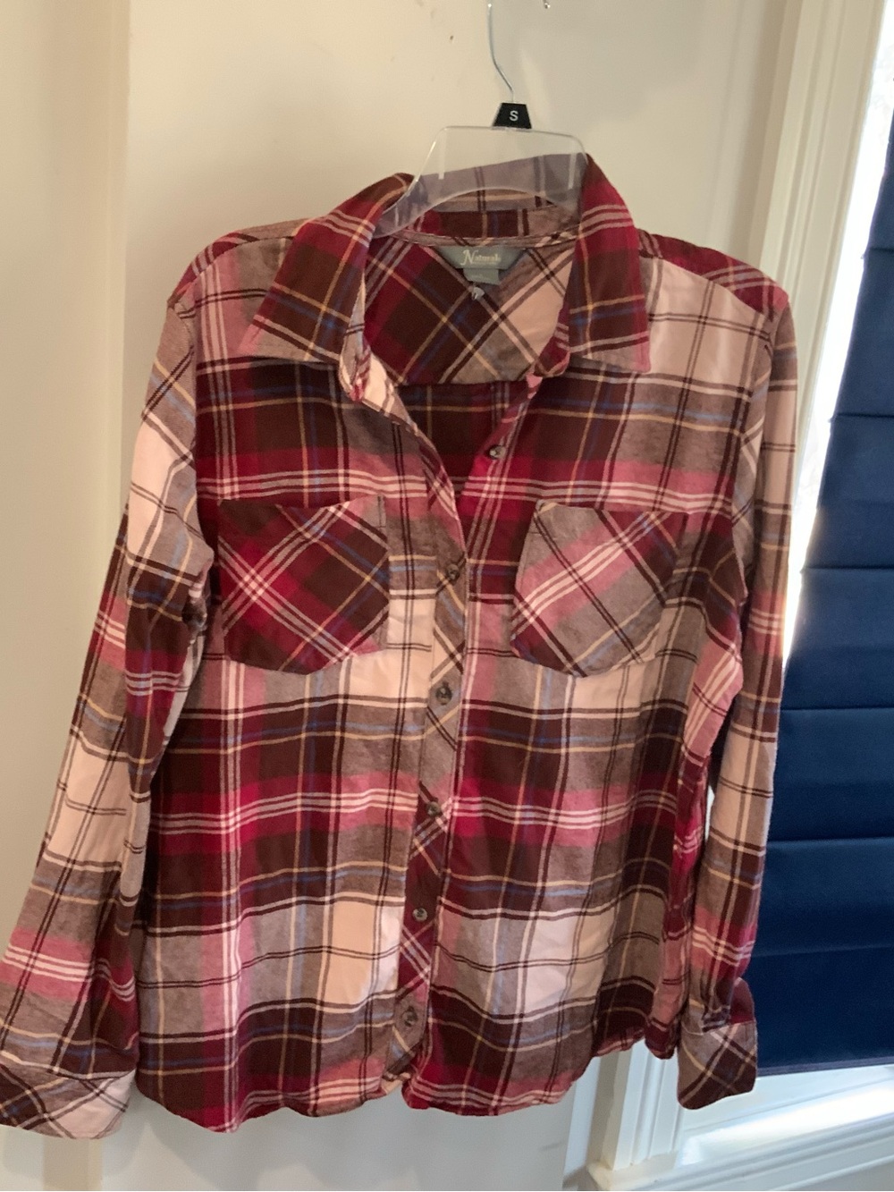 Women’s  Pink Plaid Button-Up Shirt natural reflections nwot size large sku 3349